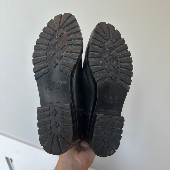 LL Bean Black Genuine Leather Knee High Riding Boots - Picture 7 of 8